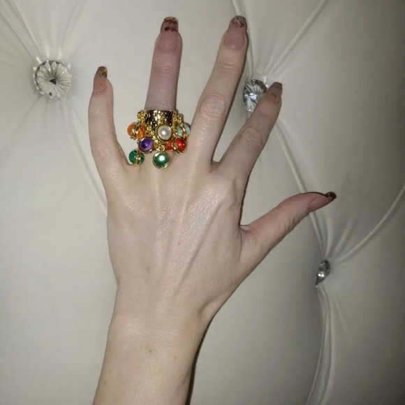 Firona Natural Stones Multicolor Fringe Ring - Picture 15 of 17